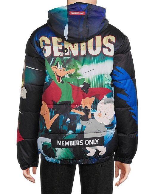 Members Only Looney Tunes Print Puffer Jacket in Red for Men | Lyst