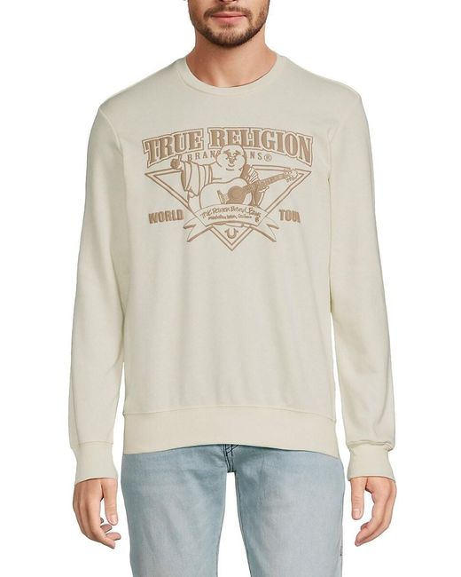 True Religion White Rocking Buddha Logo Sweatshirt for men