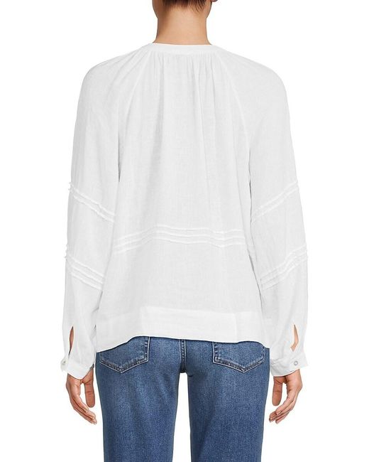Rails White Frances Linen-Blend Top