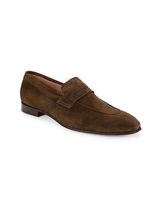 Saks Fifth Avenue Brown Suede Penny Loafers for men