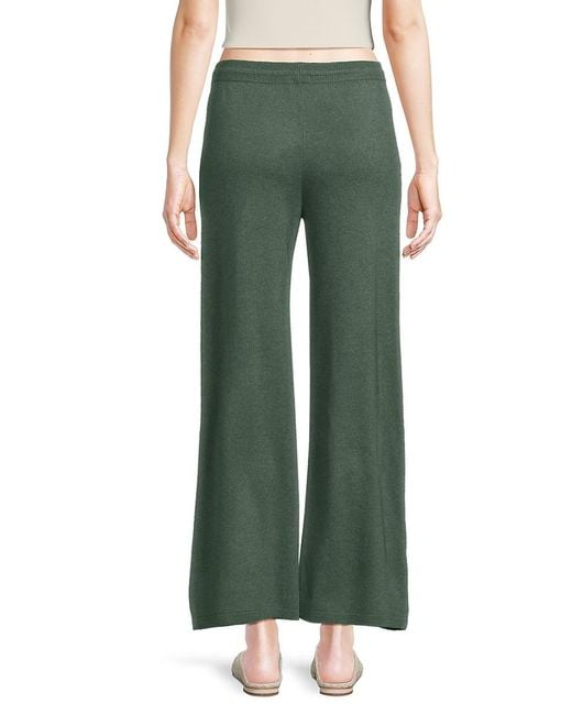 Saks Fifth Avenue Green Cashmere Drawstring Wide-Leg Pants