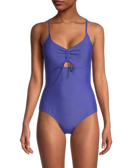 Jones New York Drawstring Onepiece Swimsuit in Blue Lyst