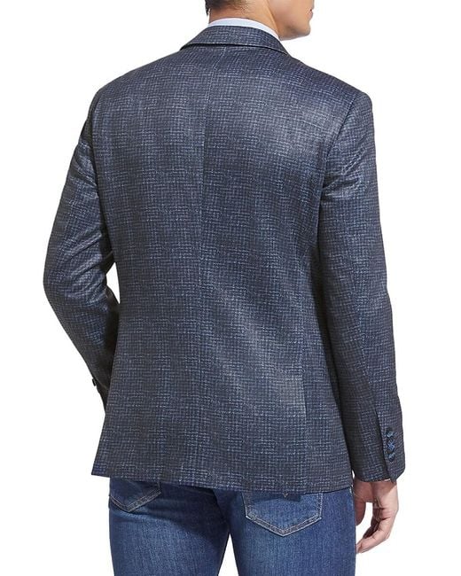 Duchamp Blue Plaid Check Slim Fit Sportcoat for men