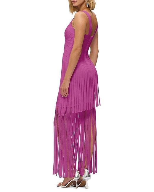Hervé Léger Purple The Vivienne Bandage Maxi Dress