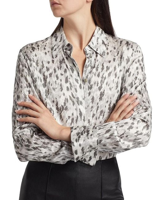Vince Gray Onyx Printed Satin Shirt