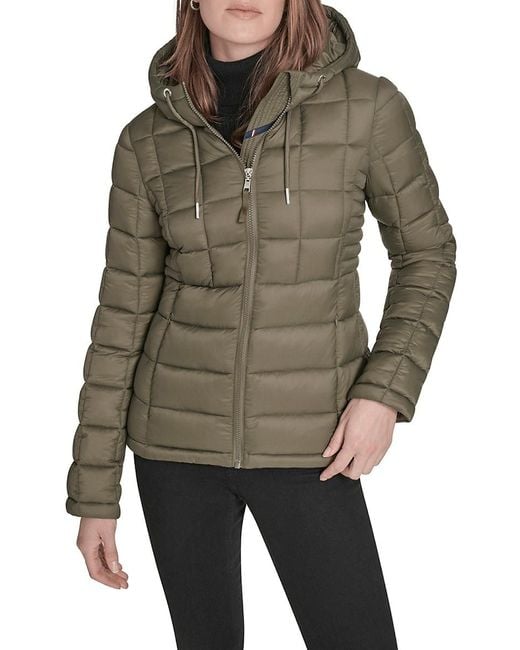 Tommy Hilfiger Brown Hooded Packable Puffer Jacket