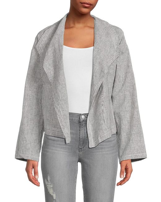 Max Studio Striped Linen Blend Open Front Jacket in Grey Lyst UK