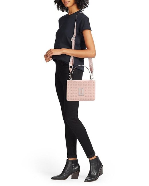 Karl Lagerfeld Green Simone Leather Two Way Top Handle Bag