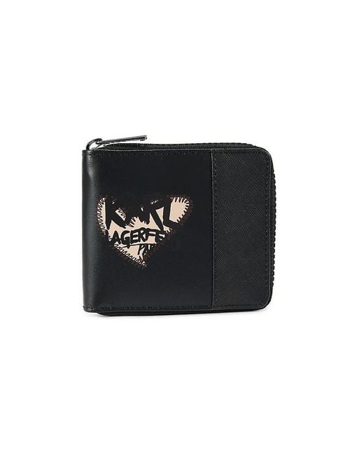 Karl Lagerfeld Black Logo Leather Wallet for men