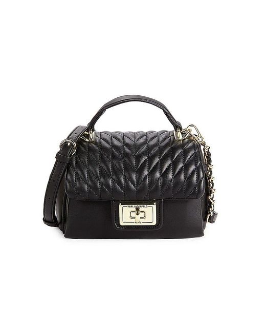 Karl Lagerfeld Agyness Quilted Leather Crossbody Bag in Black Lyst