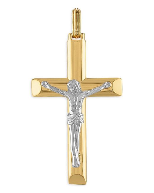 Esquire Metallic Two Tone 14K Goldplated & Sterling Tone Crucifix Pendant Necklace for men