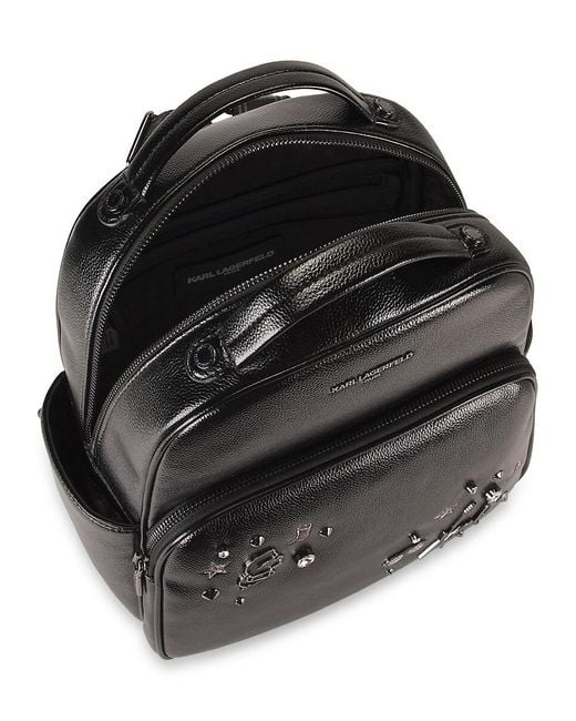 Karl Lagerfeld Blue Maybelle Embroidered Faux Leather Backpack