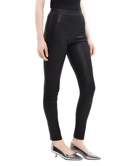 Theory Black Pull-On Leather Leggings