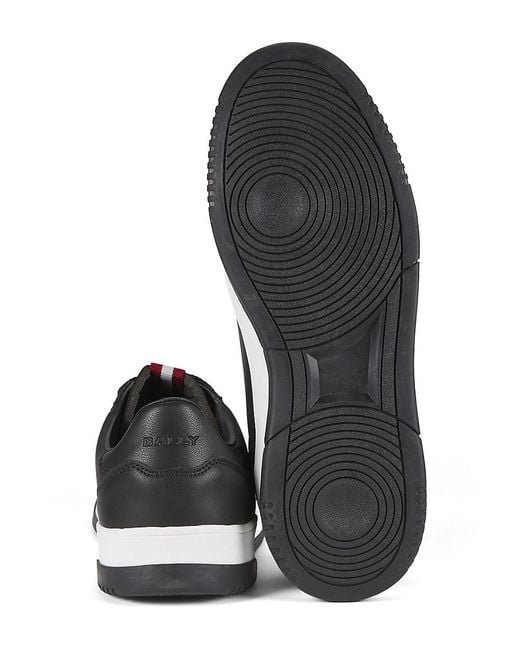 Bally Black Logo Leather Low-Top Sneakers for men