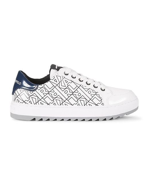 Karl Lagerfeld White Logo-Print Leather Low-Top Sneakers for men