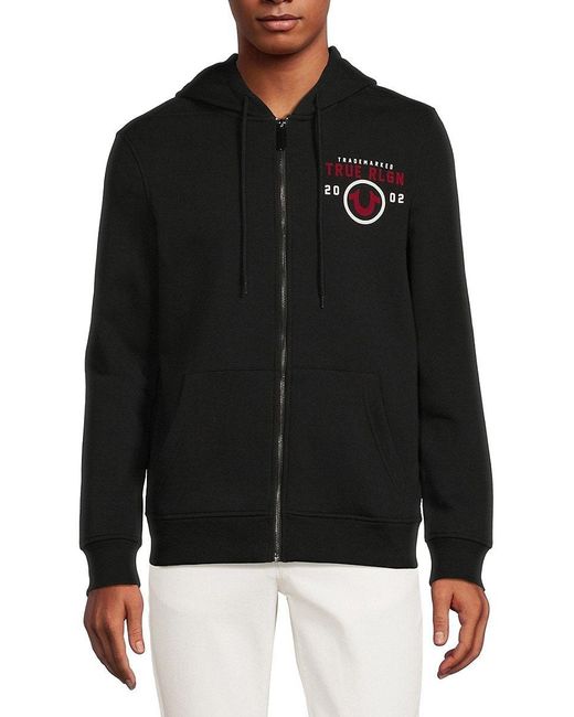 True Religion Logo Graphic Zip Hoodie in Black for Men Lyst