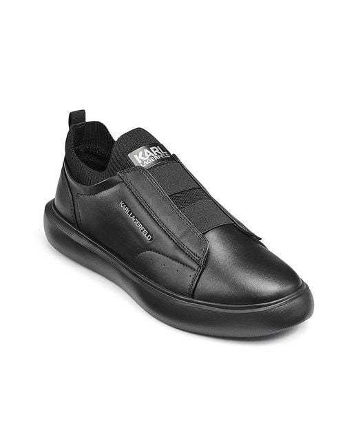 Karl Lagerfeld Black Slip-On Logo Sneakers for men