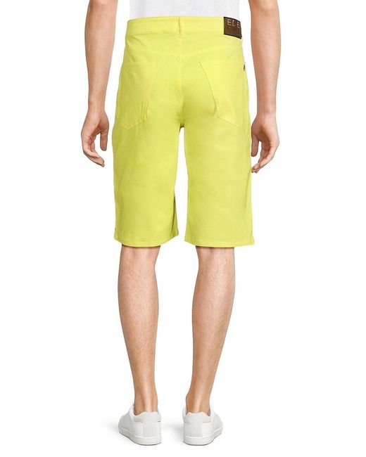 Elie Balleh Yellow Twill Flat Front Shorts for men