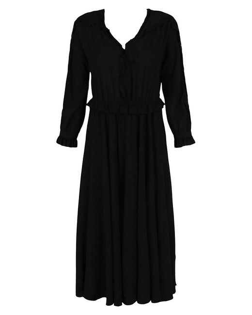 Bottega Veneta Black Georgette Fit & Flare Dress