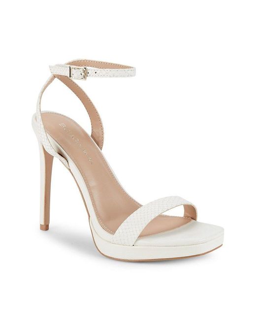 BCBGeneration Cadence Embossed Leather Platform Sandals in White | Lyst