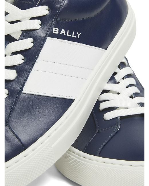 Bally Blue Logo Leather Low-Top Sneakers for men