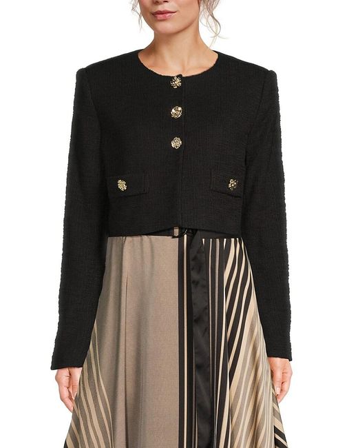 Karl Lagerfeld Black Button Front Jacket