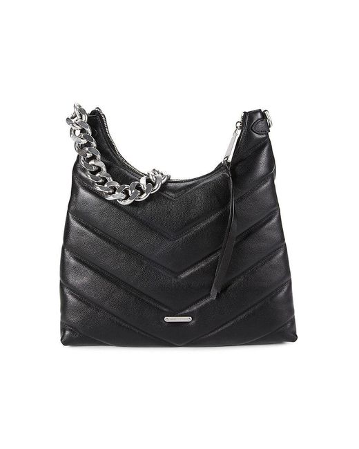 Rebecca Minkoff Edie Maxi Quilted Leather Hobo Bag in Black Lyst
