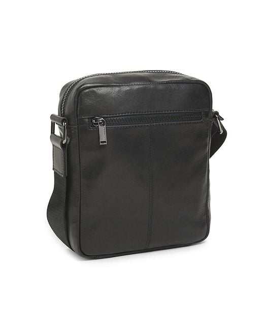 Karl Lagerfeld Black Leather Buckle Crossbody Bag for men
