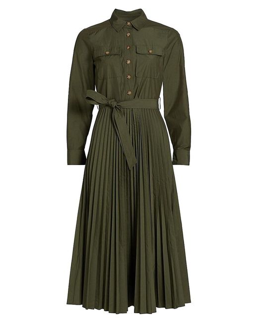 10 Crosby Derek Lam Green Kenza Tie-Waist Shirtdress