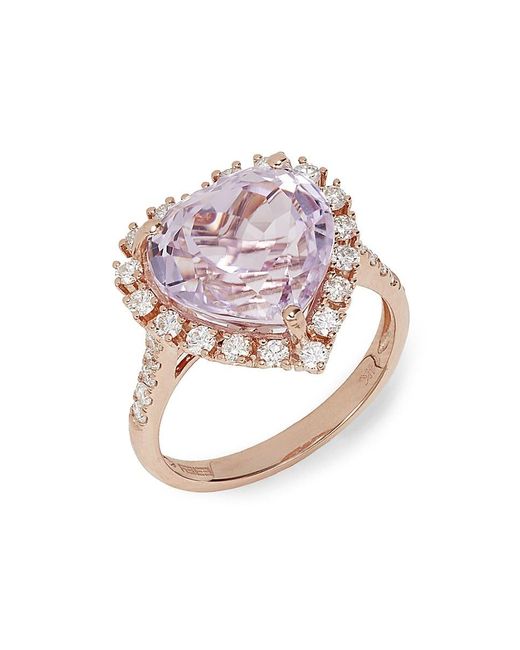 Effy Pink 14K Rose, Kunzite & Diamond Heart Ring
