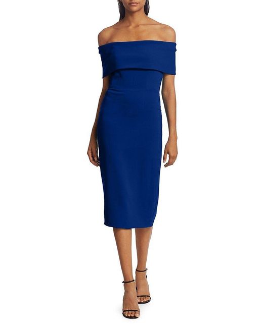 Catherine Regehr Off-the-shoulder Core Crepe Cocktail Dress in Blue | Lyst