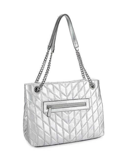 Karl Lagerfeld White Lafayette Quilted Leather Tote