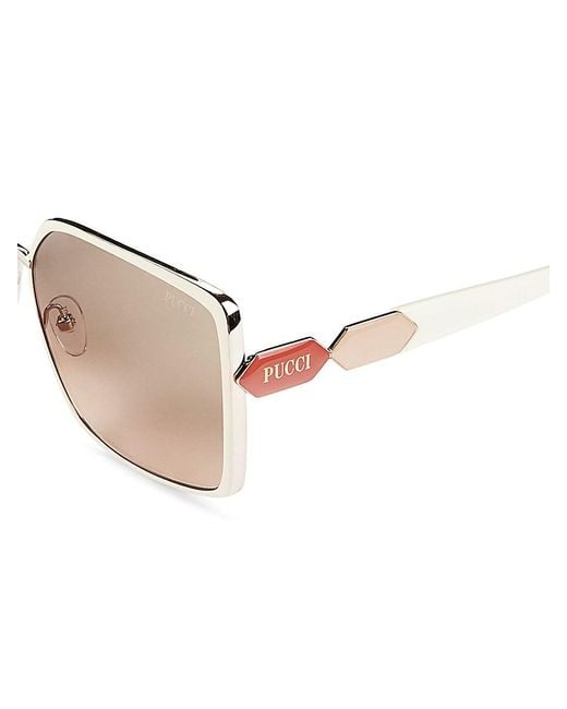 Emilio Pucci White 60Mm Rectangle Sunglasses
