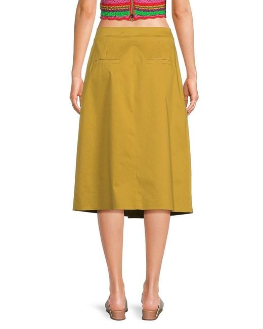 Ba&sh Yellow Bastien Cotton-blend A-line Wrap Midi-skirt