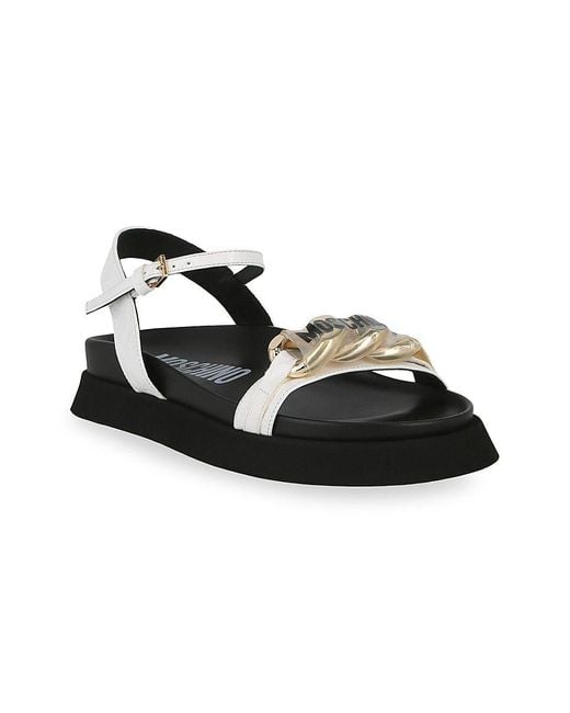 Ultra Light Black And White Flower Embossed Calf Leather Clogs With  Adjustable Strap And Engraved Chain Comfortable Catwalk Sandals Flats For  Women And Men With Micro Outsole Available In Big Sizes 35