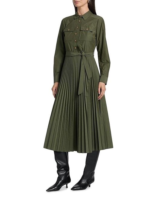 10 Crosby Derek Lam Green Kenza Tie-Waist Shirtdress