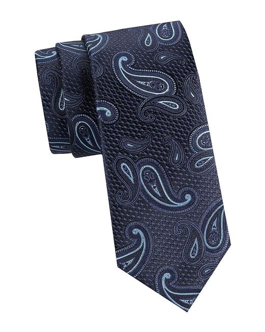 Canali Blue Paisley Silk Jacquard Tie for men