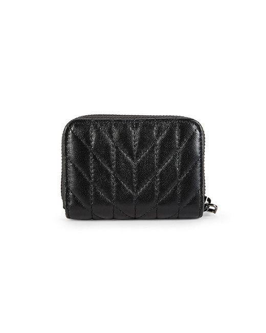 Karl Lagerfeld Black Quilted Leather Zip Around Wallet