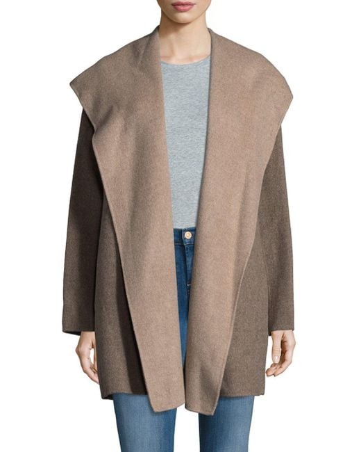 Vince Hooded Open Front Coat Lyst