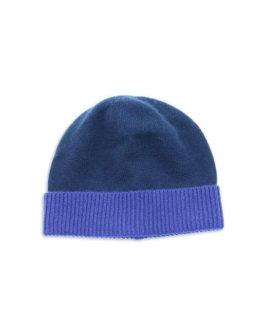 Portolano Blue Colorblock Ribbed Cuff Wool & Cashmere Beanie for men