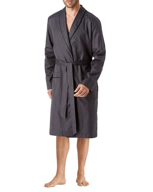 Hanro Gray Select Long-sleeve Crocodile-print Robe for men