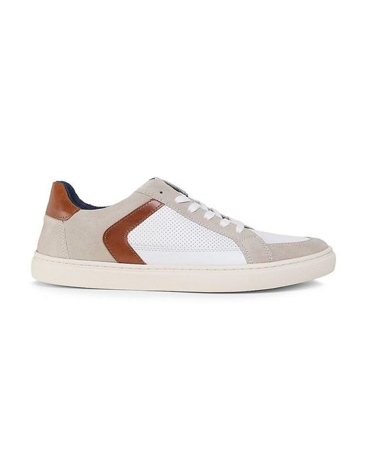 Steve Madden White Colorblocked Leather Low-Top Sneakers for men