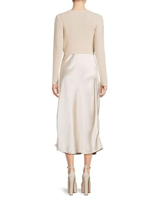 Design History Nat 2 in 1 Sweater Satin Slip Dress in White Lyst
