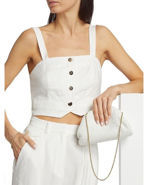 Ramy Brook White Gabi Button-Front Crop Top