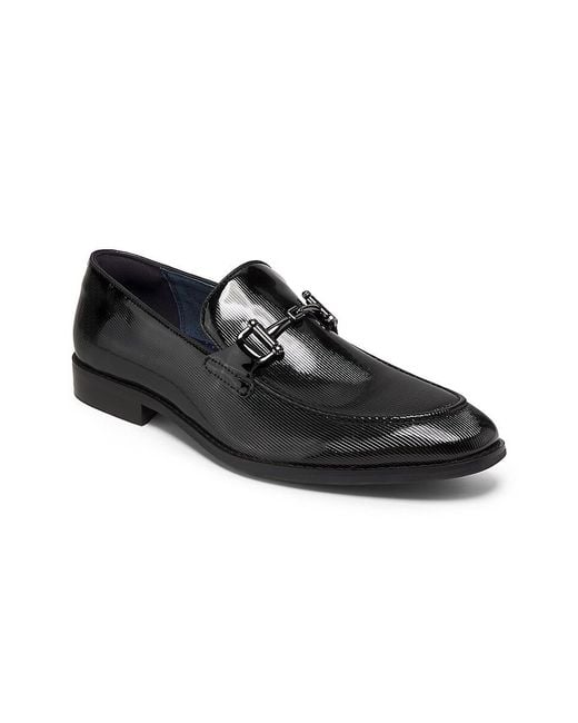 Steve Madden Black Keith Textured Bit Loafers for men