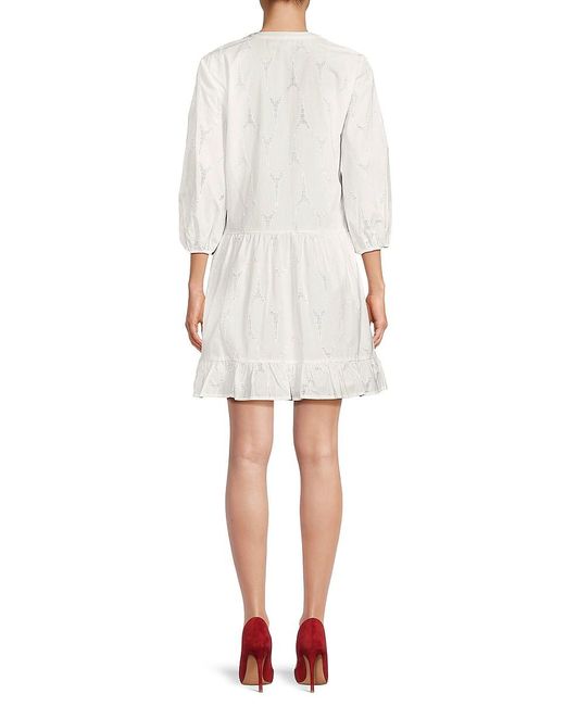 Karl Lagerfeld White Eiffel Tower Pull Sleeve Fit & Flare Mini Dress