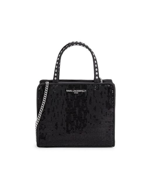 Karl Lagerfeld Black Mini Maybelle Sequin Top Handle Bag