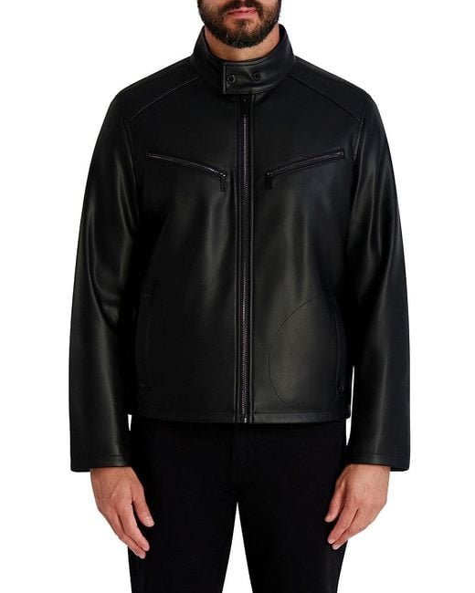 Karl Lagerfeld Black Faux Leather Jacket for men