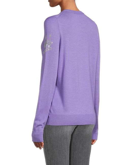 Zadig & Voltaire Purple Miss Love Strass Merino Wool Sweater