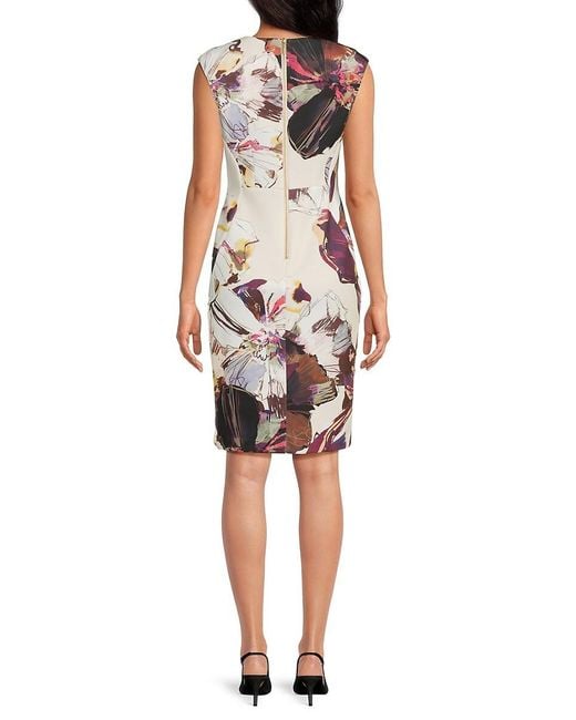 Calvin Klein Multicolor Painterly Floral Stretch Sheath Dress